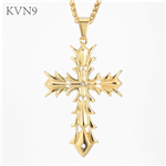 Trendy Cross Fashion Design Pendant Necklace Gold Plated Jewelry Stainless Steel Rhinestone Necklace S291/S292