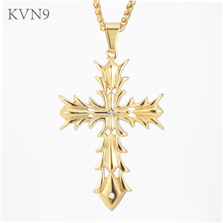 Trendy Cross Fashion Design Pendant Necklace Gold Plated Jewelry Stainless Steel Rhinestone Necklace S291/S292