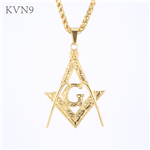Trendy Free and Accepted Masons Pendant Men Gold Plated Jewelry Stainless Steel Religious Necklace S302/S303