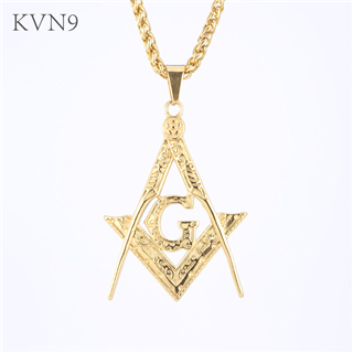 Trendy Free and Accepted Masons Pendant Men Gold Plated Jewelry Stainless Steel Religious Necklace S302/S303
