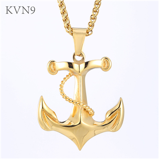 Mariners Anchor Pendant Necklace New Trendy Gold Plated Jewelry Stainless Steel Navigation Necklace S305/S306