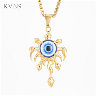 Antique Flame Eye Pendant Necklace Men's Punk  Gold Plated Jewelry Stainless Steel Fire Eye Necklace S309/S310