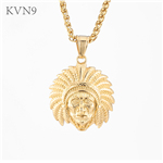 Indian Head Pendant Gold Plated New Fashion Jewelry Men Women Stainless Steel Chief Head Necklace S311/S312