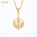 Skull Sword with Wings Pendant Necklace Gold Plated Hip Pop Jewelry Stainless Steel Trendy Cold Weapon Necklace S313/S314
