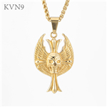Skull Cross Shape w/ Wings Pendant Mens Punk Gold Plated Jewelry Stainless Steel Skeleton Cross Necklace S317/S318
