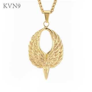 Angel Wings Pendant Gold Plated Hip Pop Jewelry Stainless Steel Trendy Necklace S321/S322