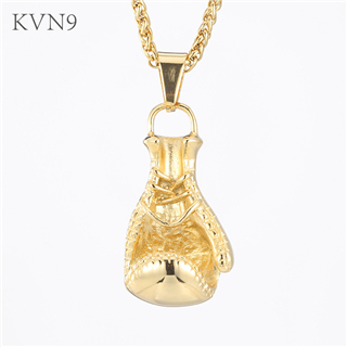 Boxing Glove Pendant Necklace Gold Plated Punk Jewelry Stainless Steel Sports Chain Necklace S327/S328
