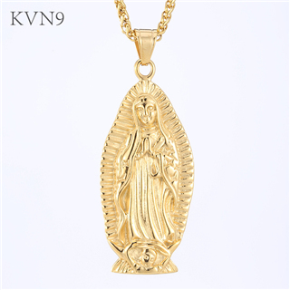 New Trendy Virgin Mary Pendant New Men Jewelry Gold Plated Stainless Steel Saint Mary Necklace S329/S330