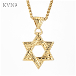 Jewish Star Necklace Women Men  Jewelry New Trendy Gold Plated Stainless Steel Vintage Star of David Pendant & Necklace S331