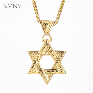 Jewish Star Necklace Women Men  Jewelry New Trendy Gold Plated Stainless Steel Vintage Star of David Pendant & Necklace S331