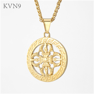 Antique Design Medal Pendant Necklace Men's Punk Gold Plated Jewelry Stainless Steel Chain Necklace S333/S334