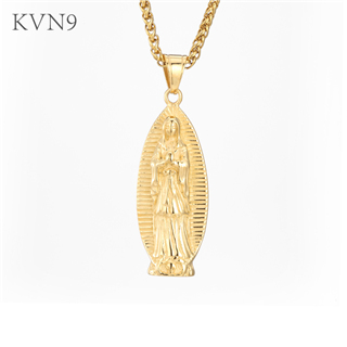 New Trendy Virgin Mary Pendant New Men Jewelry Gold Plated Stainless Steel Saint Mary Necklace S339