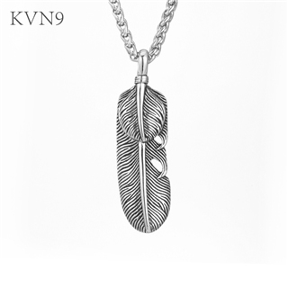 New Hot Feather Pendant Necklace Men/Women Trendy Jewelry Stainless Steel Plume Chain Necklace S340