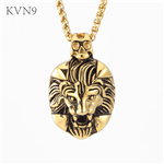 Lion Head Pendant Gold Plated Hip Pop Jewelry Stainless Steel Animal Pendant & Necklace S347/S348