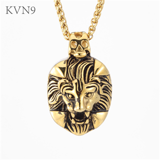 Lion Head Pendant Gold Plated Hip Pop Jewelry Stainless Steel Animal Pendant & Necklace S347/S348