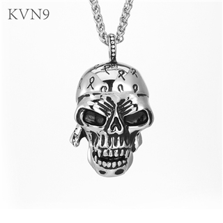 Vintage Skull Pendant Necklace Men's Punk Jewelry Stainless Steel Skeleton Chain Necklace S350