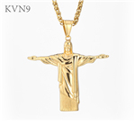 Cristo Redentor Pendant Gold Plated Religious Jewelry Stainless Steel Christian Pendant & Necklace S355