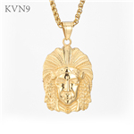 Indian Head Pendant Gold Plated New Fashion Jewelry Men Women Stainless Steel Chief Head Necklace S356
