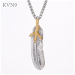 Talon Grabbing Feather Pendant Men/Women Trendy Gold Plated Jewelry Stainless Steel Plume Necklace S367/S368