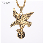 Punk Hawk Pendant Gold Plated Animal Jewelry Stainless Steel Eagle Necklace S369/S370