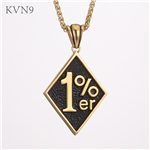 1%er Pendant Necklace Men's Biker Gold Plated Jewelry Stainless Steel Biker Necklace S373/S374