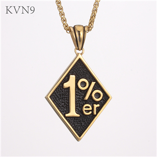 1%er Pendant Necklace Men's Biker Gold Plated Jewelry Stainless Steel Biker Necklace S373/S374