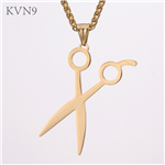 Trendy Scissor Pendant Necklace Men Women Gold Plated Jewelry Stainless Steel Shear Necklace S375/S376