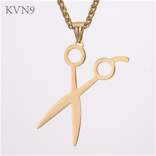 Trendy Scissor Pendant Necklace Men Women Gold Plated Jewelry Stainless Steel Shear Necklace S375/S376