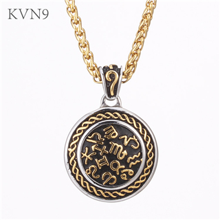 Vintage Round Medal Pendant Religious Nice Design Gold Plated Jewelry Stainless Steel Necklace S377/S378