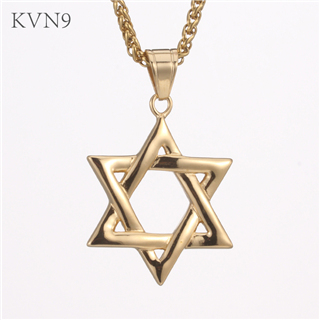 Star Of David Pendant Necklace Antique Hexagram Gold Plated Jewelry Stainless Steel Jewish Star Magen David Necklace S379/S380