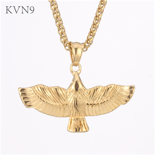 Punk Hawk Pendant Gold Plated Animal Jewelry Stainless Steel Eagle Necklace S387/S388