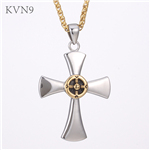 Two Tone Cross Shape Pendant New Design Jewelry Gold Plated Stainless Steel Cross Necklace S395/S396
