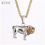 Bulldog Pendant Gold Plated New Trendy Jewelry Stainless Steel Animal Dog Necklace S401/S402