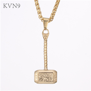 Thor's Hammer Pendant Gold Plated New Trendy Jewelry Stainless Steel Norse Mythology Necklace S403/S404