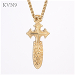 Vintage Cross Shape Pendant New Design Jewelry Gold Plated Stainless Steel Cross Necklace S407/S408
