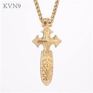 Vintage Cross Shape Pendant New Design Jewelry Gold Plated Stainless Steel Cross Necklace S407/S408