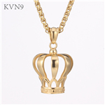 King Crown Pendant Necklace Gold Plated Jewelry Stainless Steel Power Symbol Necklace S413/S414