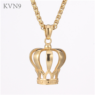 King Crown Pendant Necklace Gold Plated Jewelry Stainless Steel Power Symbol Necklace S413/S414