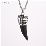 Wolf Tooth Pendant Necklace Vintage Rhinestone Jewelry Stainless Steel Animal Tooth Necklace S417