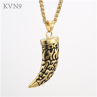 Wolf Tooth Pendant Necklace Trendy Gold Plated Jewelry Stainless Steel Animal Tooth Necklace S418