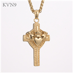 Cross Shape Hands Holding Heart Pendant New Design Gold Plated Jewelry Stainless Steel Cross Necklace S419/S420
