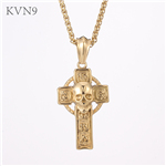 Cross Shape Skull Head Pendant New Design Gold Plated Jewelry Stainless Steel Cross Necklace S423/S424