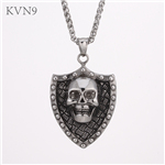 Vintage Shield Shape with Skull Head Pendant New Vintage Jewelry Stainless Steel Necklace S425