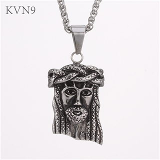 Jesus Head Pendant Necklace Women Men Christian Jewelry Vintage Stainless Steel Necklace S428