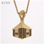 Pyramid Shape Pendant New Design Jewelry Gold Plated Stainless Steel Necklace S433