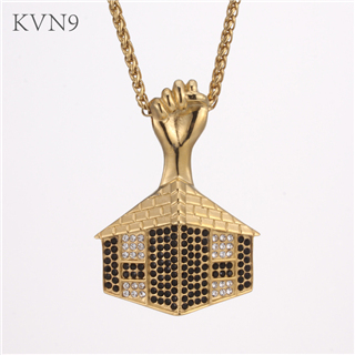 Pyramid Shape Pendant New Design Jewelry Gold Plated Stainless Steel Necklace S433