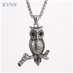 Trendy Night Owl Necklace Pendant Mens Animal Jewelry Stainless Steel Bird Chain Necklace S435