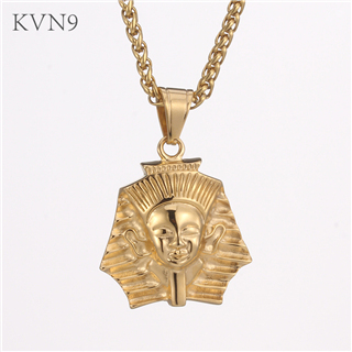 Egypt Pharaoh King Pendant Gold Plated Men Jewelry Stainless Steel Ancient Style Vintage Necklace S456