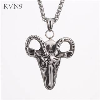 Vintage Ram Head Pendant New Trendy Jewelry Stainless Steel Animal Pendant & Necklace S457