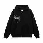 Fashion Music Hip pop Popular Culture Spider Black Men's Zippered Hoodies